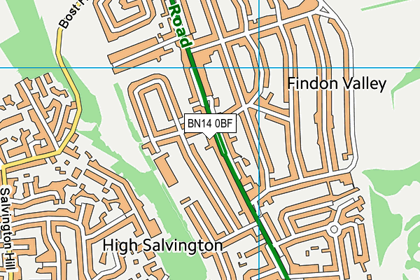 BN14 0BF map - OS VectorMap District (Ordnance Survey)