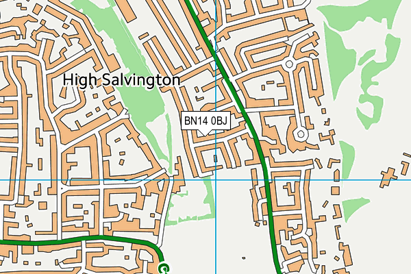 BN14 0BJ map - OS VectorMap District (Ordnance Survey)