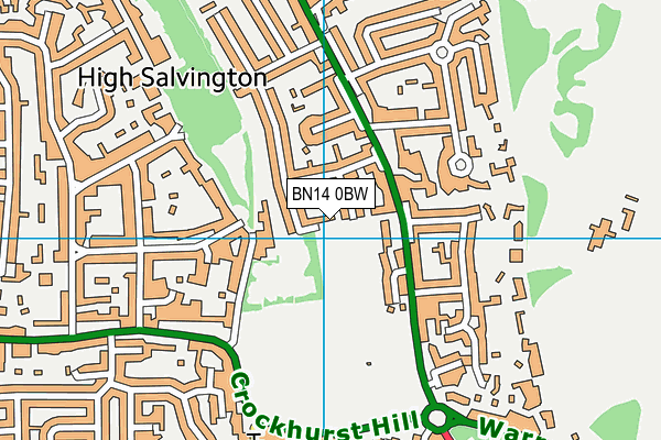 BN14 0BW map - OS VectorMap District (Ordnance Survey)