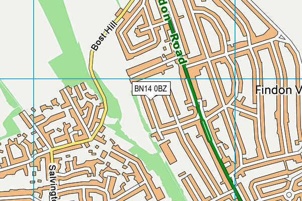 BN14 0BZ map - OS VectorMap District (Ordnance Survey)