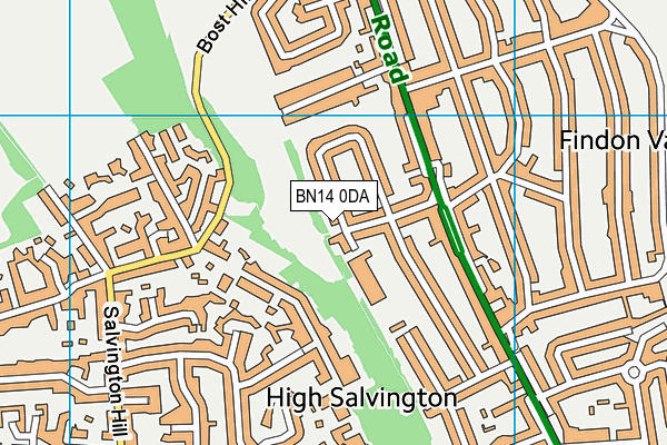 BN14 0DA map - OS VectorMap District (Ordnance Survey)