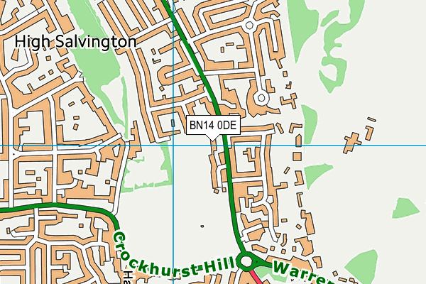 BN14 0DE map - OS VectorMap District (Ordnance Survey)