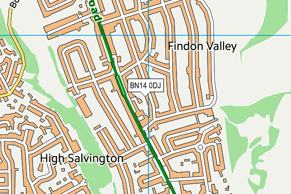 BN14 0DJ map - OS VectorMap District (Ordnance Survey)