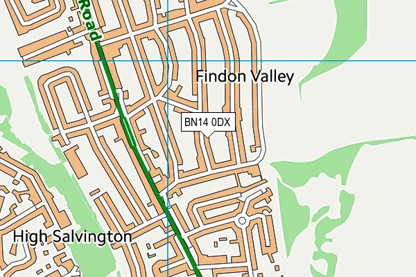 BN14 0DX map - OS VectorMap District (Ordnance Survey)