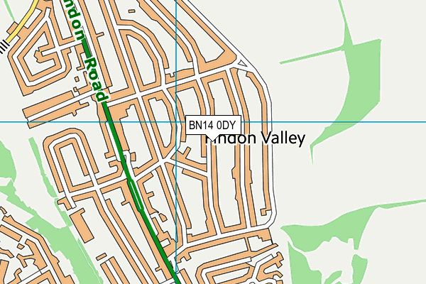 BN14 0DY map - OS VectorMap District (Ordnance Survey)