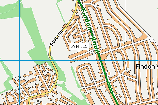BN14 0ES map - OS VectorMap District (Ordnance Survey)
