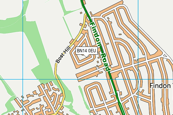 BN14 0EU map - OS VectorMap District (Ordnance Survey)