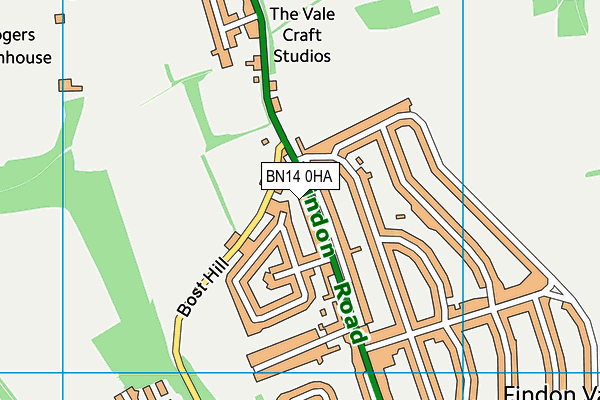 BN14 0HA map - OS VectorMap District (Ordnance Survey)