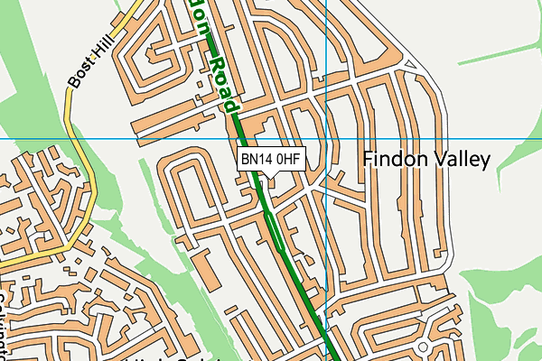 BN14 0HF map - OS VectorMap District (Ordnance Survey)