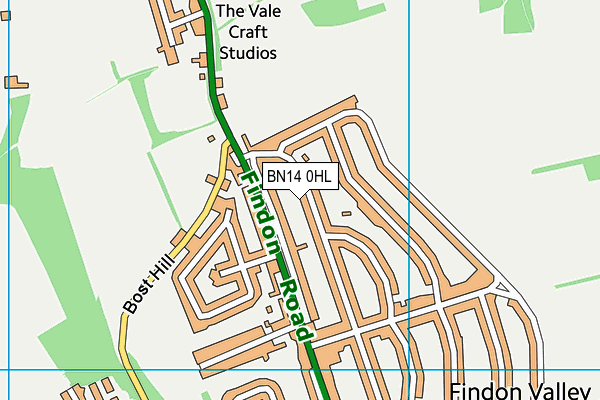 BN14 0HL map - OS VectorMap District (Ordnance Survey)