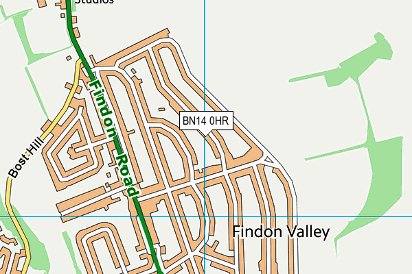 BN14 0HR map - OS VectorMap District (Ordnance Survey)