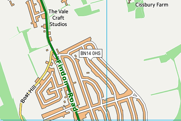 BN14 0HS map - OS VectorMap District (Ordnance Survey)
