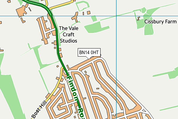 BN14 0HT map - OS VectorMap District (Ordnance Survey)