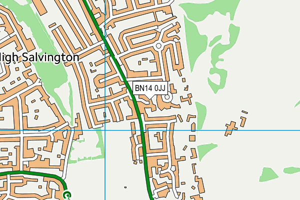 BN14 0JJ map - OS VectorMap District (Ordnance Survey)