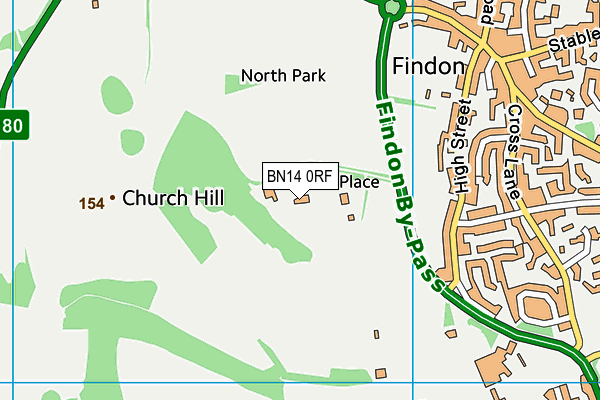 BN14 0RF map - OS VectorMap District (Ordnance Survey)