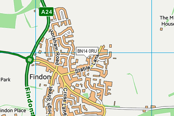 BN14 0RU map - OS VectorMap District (Ordnance Survey)