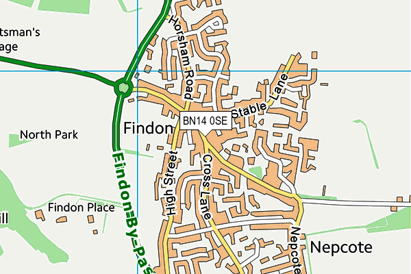 BN14 0SE map - OS VectorMap District (Ordnance Survey)