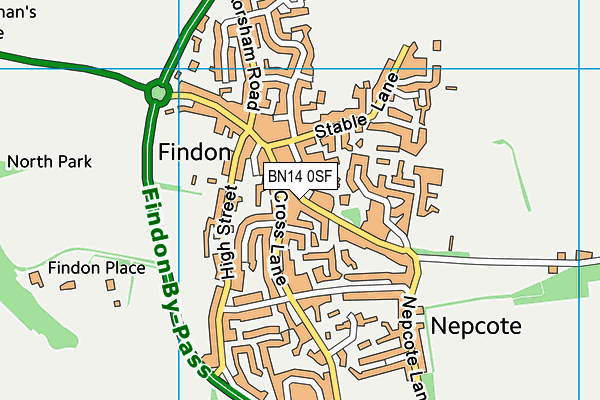 BN14 0SF map - OS VectorMap District (Ordnance Survey)