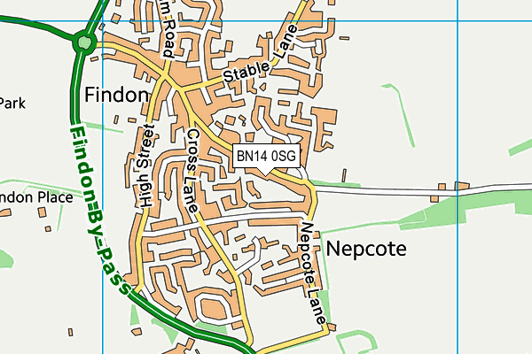 BN14 0SG map - OS VectorMap District (Ordnance Survey)
