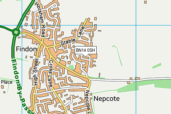 BN14 0SH map - OS VectorMap District (Ordnance Survey)