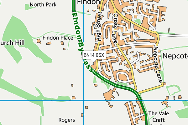 Map of FINDON BLACK HORSE LTD at district scale