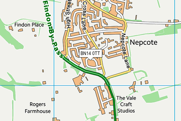 BN14 0TT map - OS VectorMap District (Ordnance Survey)