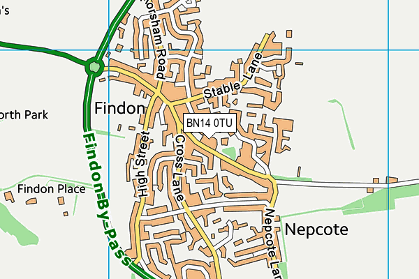 BN14 0TU map - OS VectorMap District (Ordnance Survey)