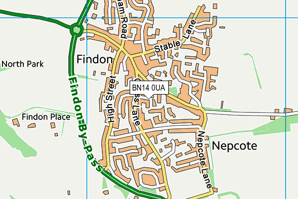 BN14 0UA map - OS VectorMap District (Ordnance Survey)