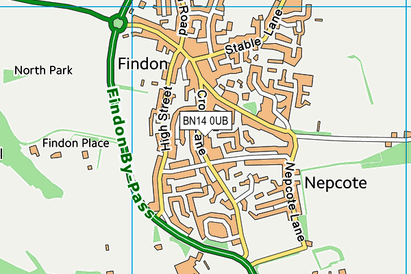 BN14 0UB map - OS VectorMap District (Ordnance Survey)
