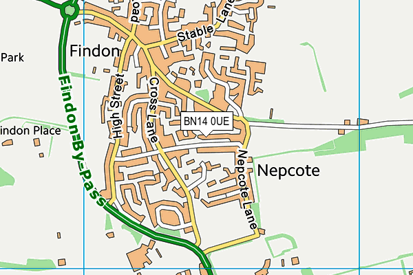 BN14 0UE map - OS VectorMap District (Ordnance Survey)