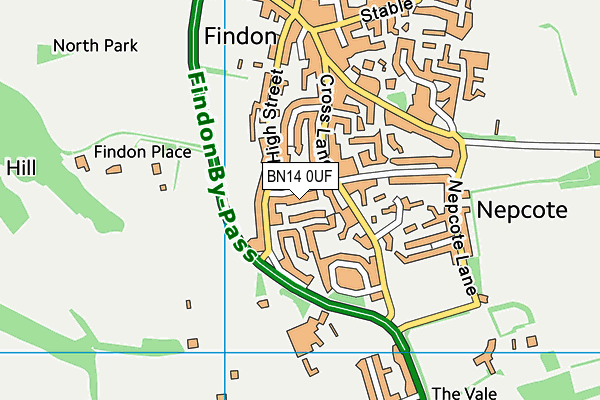 BN14 0UF map - OS VectorMap District (Ordnance Survey)