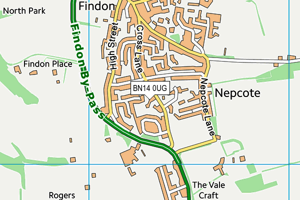 BN14 0UG map - OS VectorMap District (Ordnance Survey)