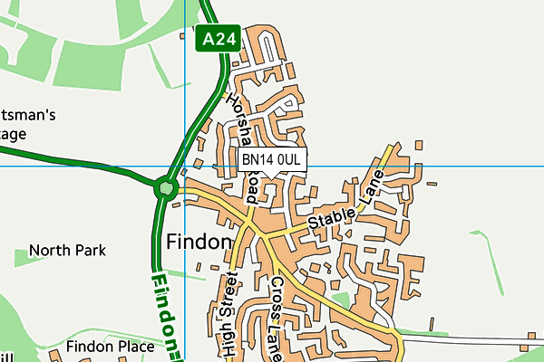 BN14 0UL map - OS VectorMap District (Ordnance Survey)