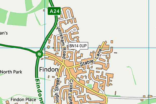 BN14 0UP map - OS VectorMap District (Ordnance Survey)