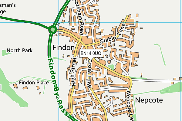 BN14 0UQ map - OS VectorMap District (Ordnance Survey)