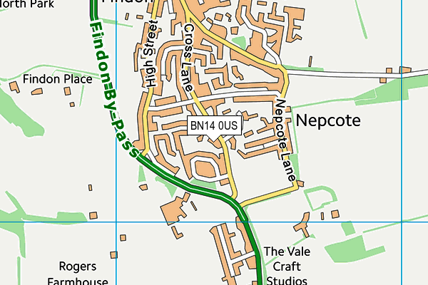 BN14 0US map - OS VectorMap District (Ordnance Survey)