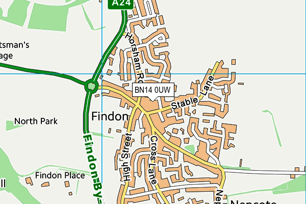 BN14 0UW map - OS VectorMap District (Ordnance Survey)