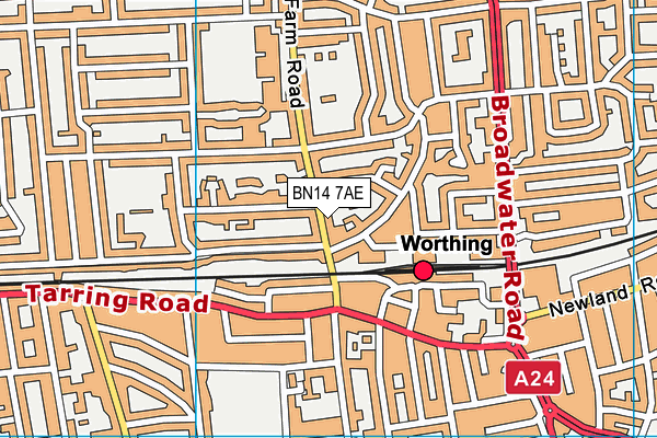 BN14 7AE map - OS VectorMap District (Ordnance Survey)