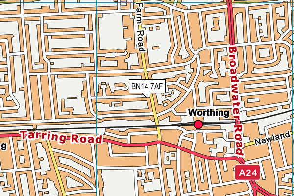 BN14 7AF map - OS VectorMap District (Ordnance Survey)