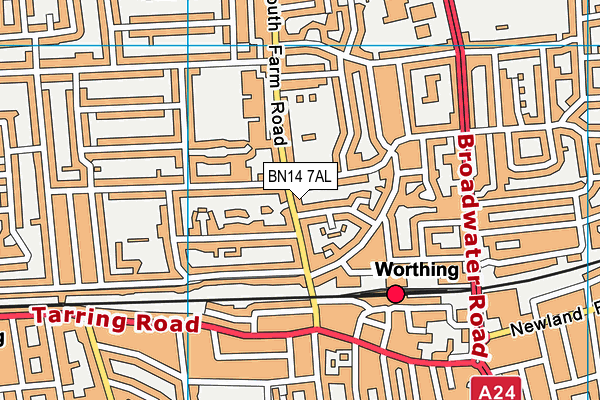 BN14 7AL map - OS VectorMap District (Ordnance Survey)