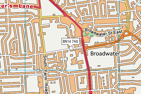 BN14 7AS map - OS VectorMap District (Ordnance Survey)
