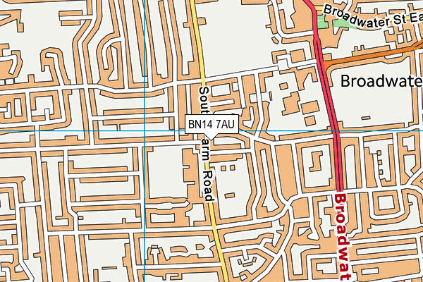 BN14 7AU map - OS VectorMap District (Ordnance Survey)