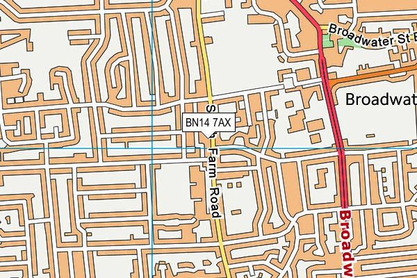 BN14 7AX map - OS VectorMap District (Ordnance Survey)