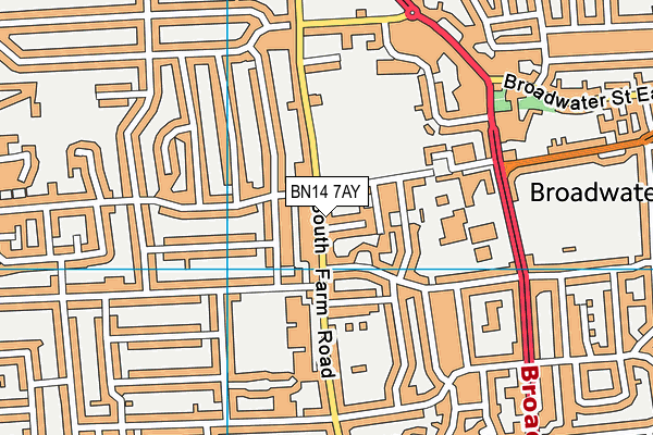 BN14 7AY map - OS VectorMap District (Ordnance Survey)