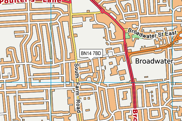 BN14 7BD map - OS VectorMap District (Ordnance Survey)