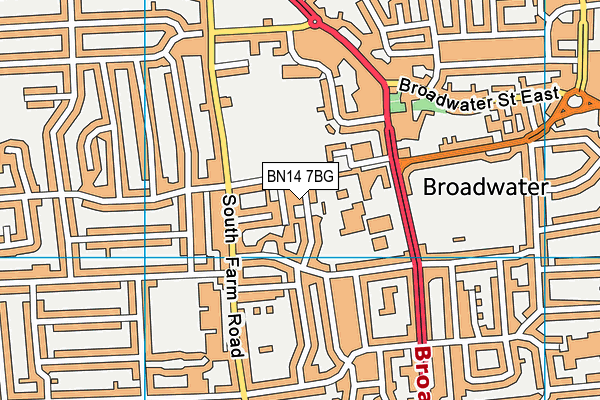 BN14 7BG map - OS VectorMap District (Ordnance Survey)