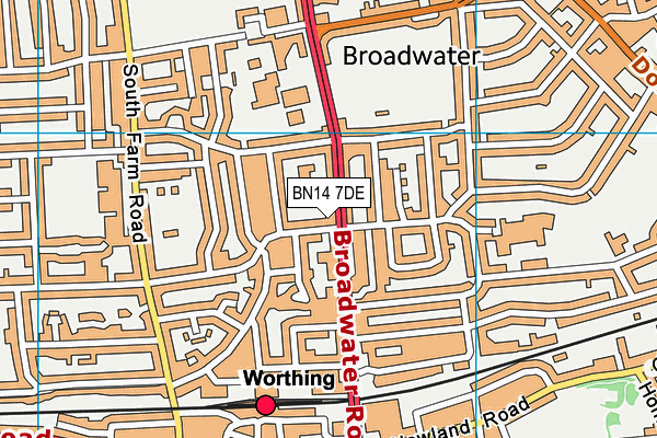 BN14 7DE map - OS VectorMap District (Ordnance Survey)