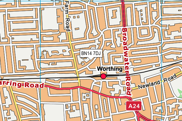 BN14 7DJ map - OS VectorMap District (Ordnance Survey)