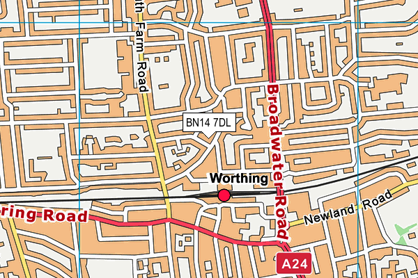 BN14 7DL map - OS VectorMap District (Ordnance Survey)