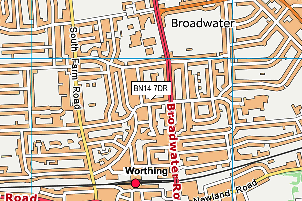 BN14 7DR map - OS VectorMap District (Ordnance Survey)